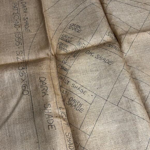 Vintage Geometric Stamped Burlap for Rug Making #1995 Size 36x60 - Picture 5 of 13